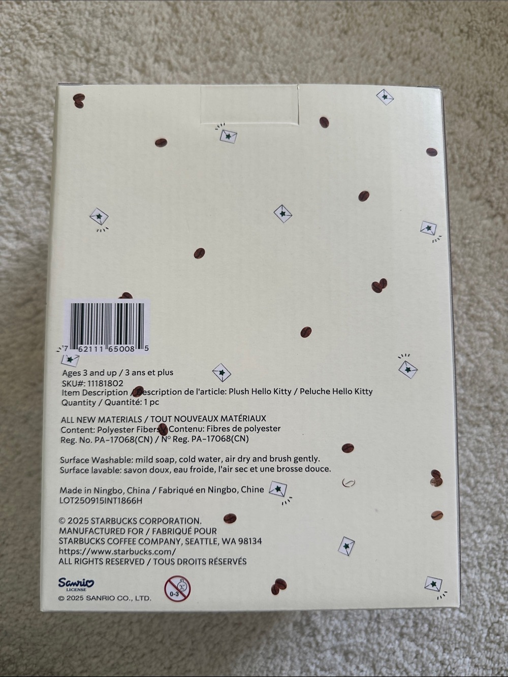 Hello Kitty Starbucks Plush - White, Red & Green - Picture 3 of 3